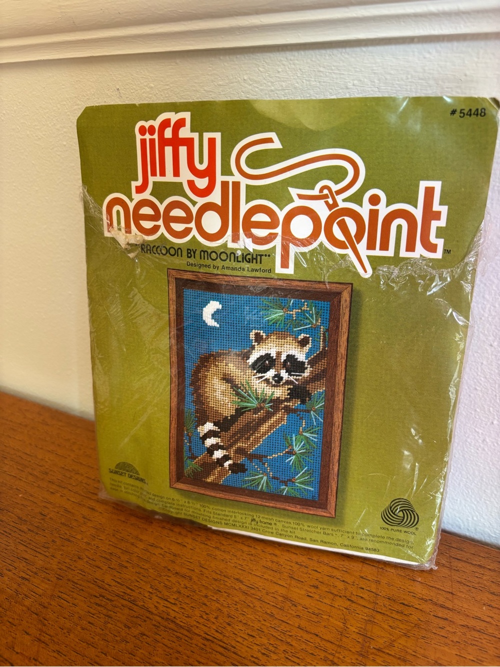 Jiffy needlepoint contact moonlit raccoon kit